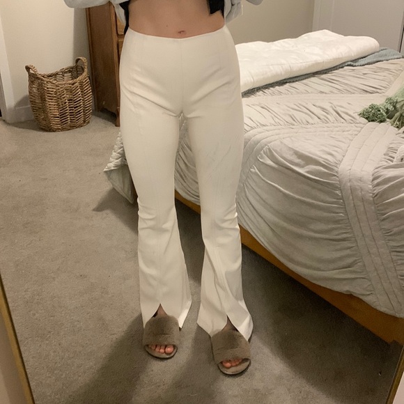 Free People Pants - Free people faux leather flare pants with split